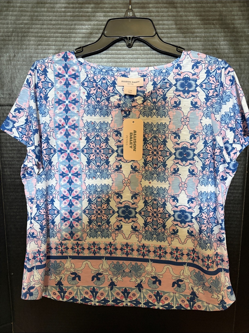 Allison Daley Pink and Blue Short Sleeve Printed Tee
